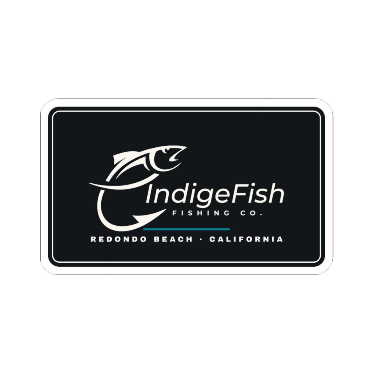 Black Fishing Sticker — IndigeFish Redondo Beach Plate