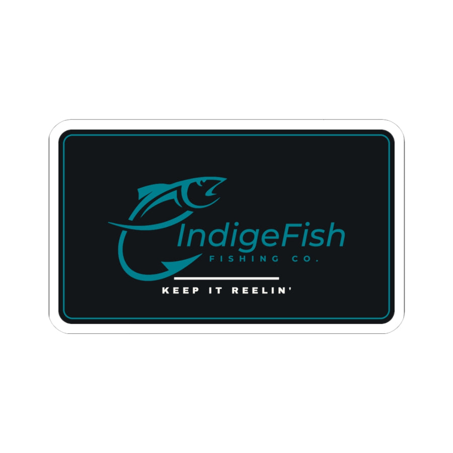 Teal on Black Fishing Sticker — IndigeFish Logo Plate