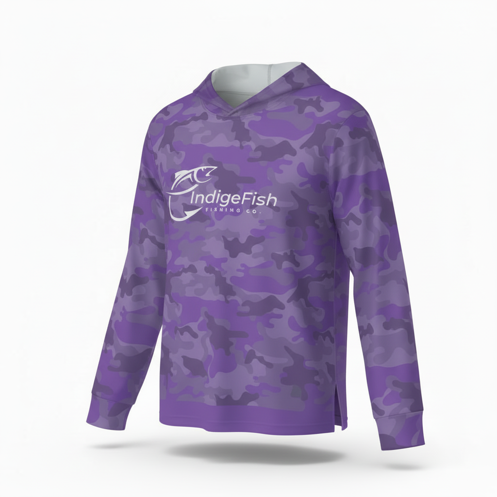 IndigeFish Respect | Water | Culture purple camo performance fishing hoodie