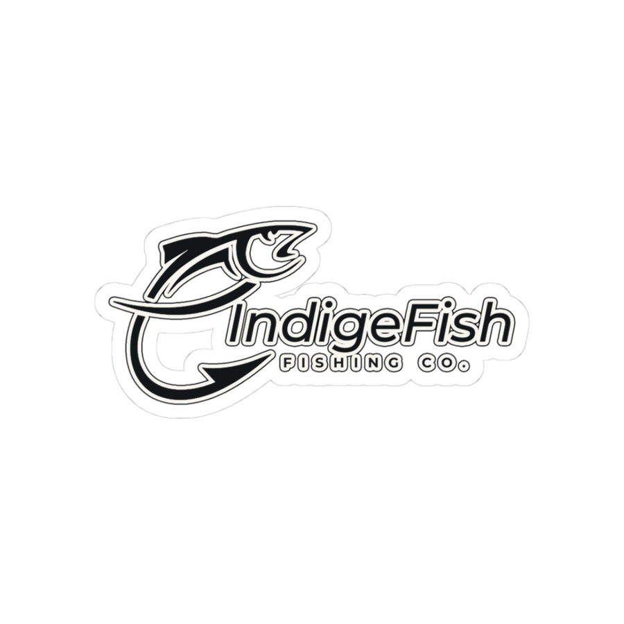 Die-Cut Fishing Logo Sticker — IndigeFish in Black