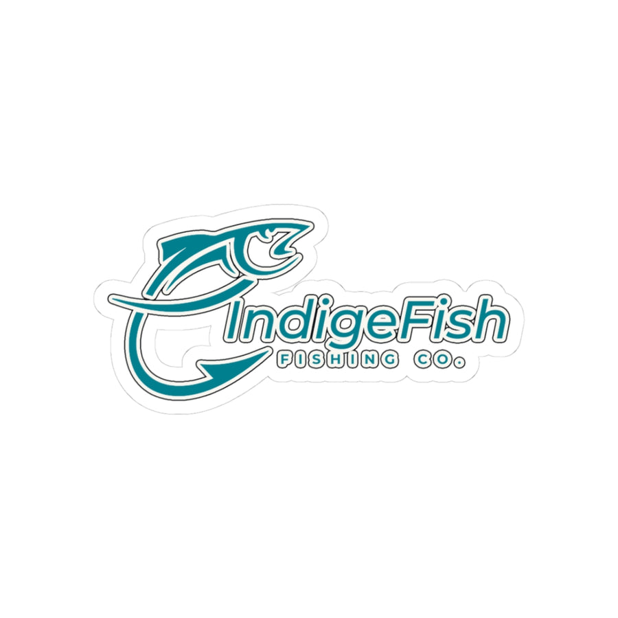 Teal Fishing Logo Sticker — IndigeFish Die-Cut Decal