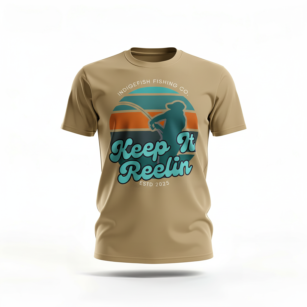 Keep It Reelin' Front Side Label Heritage Angler Tee by IndigeFish