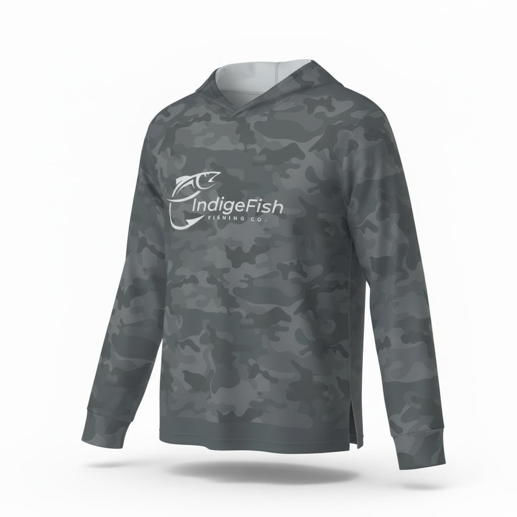 IndigeFish Respect | Water | Culture stealth grey camo performance fishing hoodie