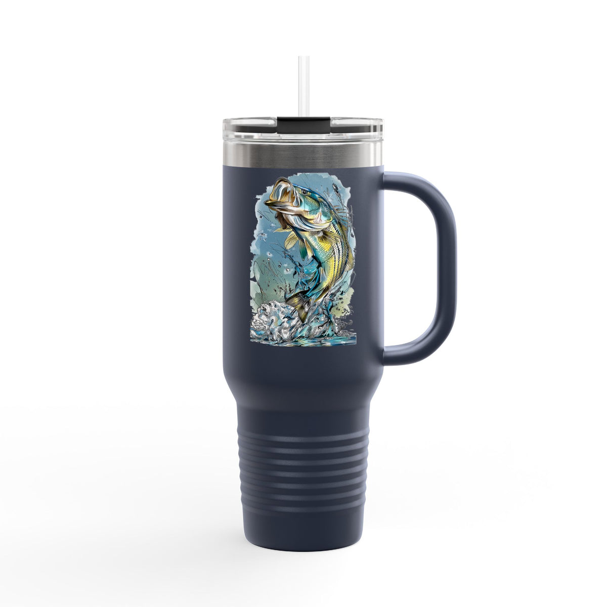 IndigeFish Personal Best Striped Bass Edition 40oz insulated travel mug